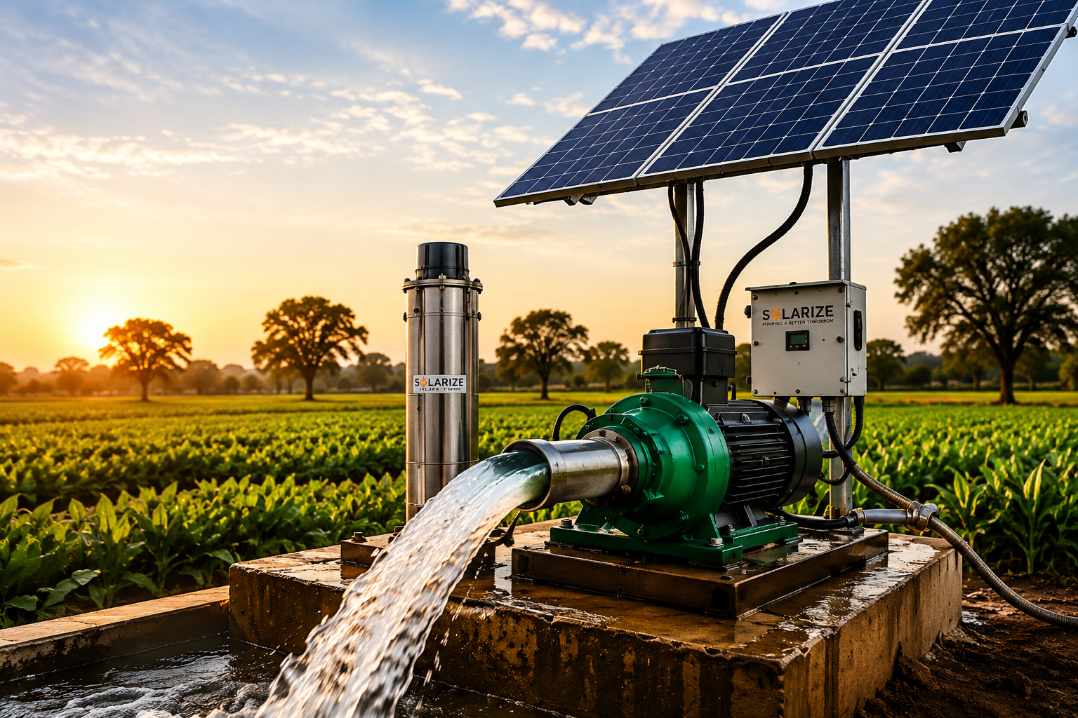 Solar water pump in field
